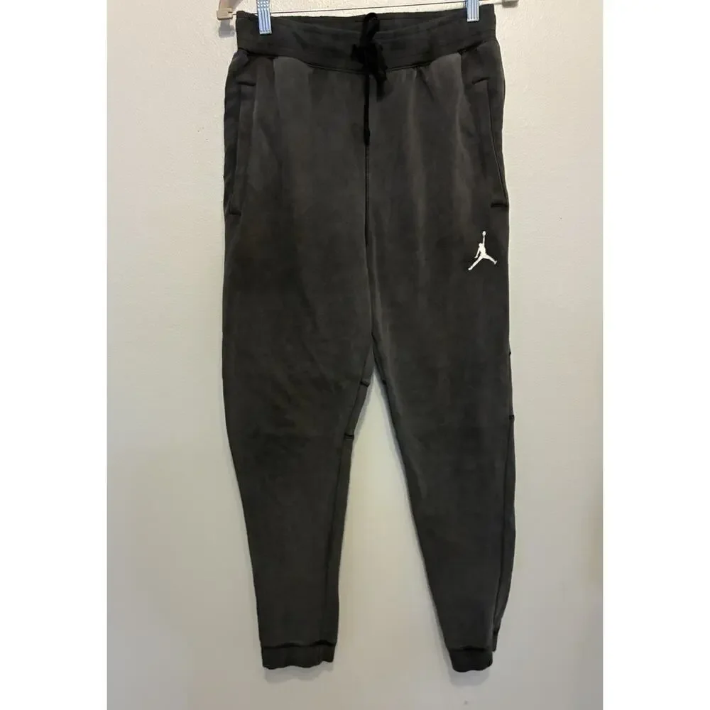 Air Jordan Pants Mens M Grey Dri-Fit Slim Fleece Jogger Charcoal Cozy Gym Casual